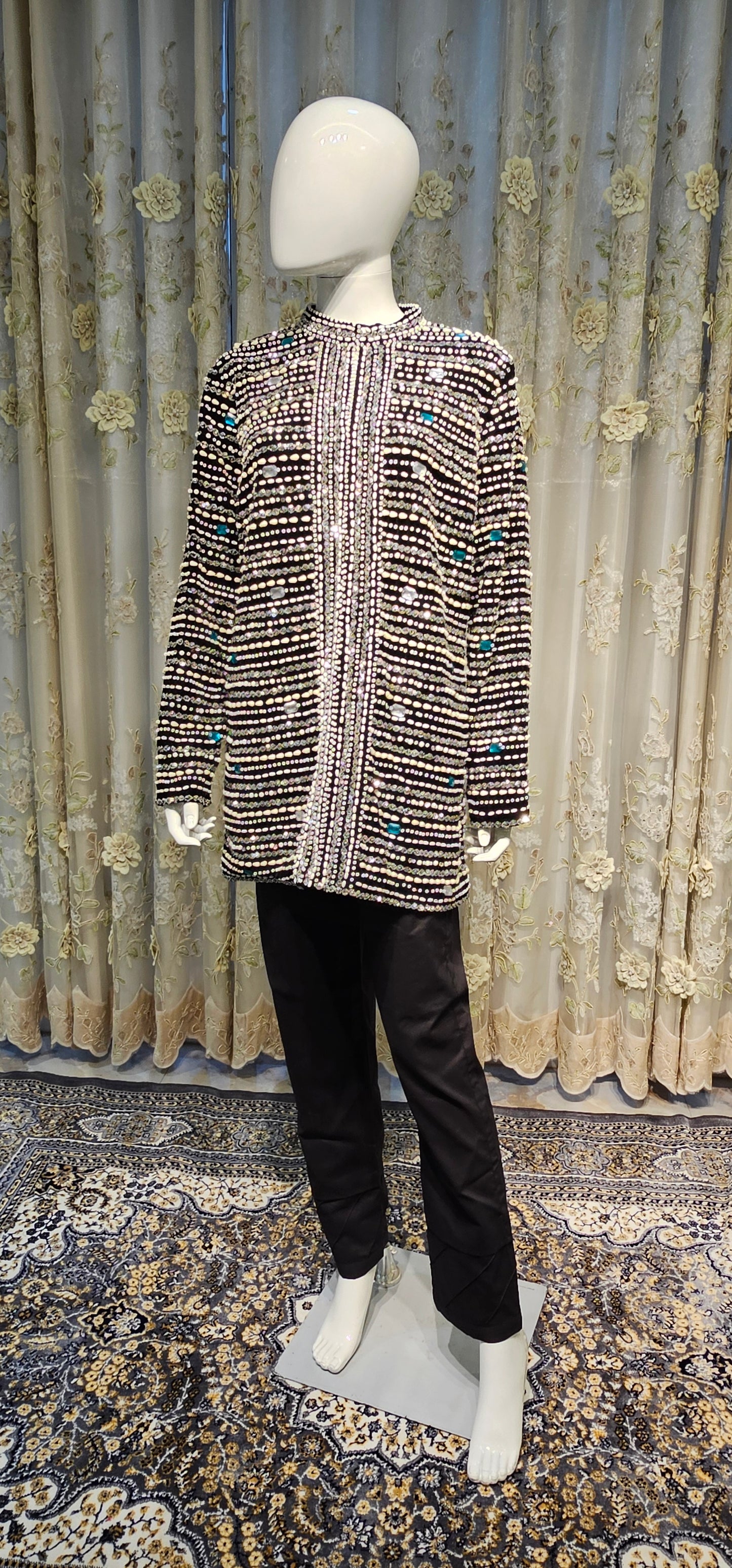 Royal Velvet Blazer with Heavy Stone & Bead Embellishment