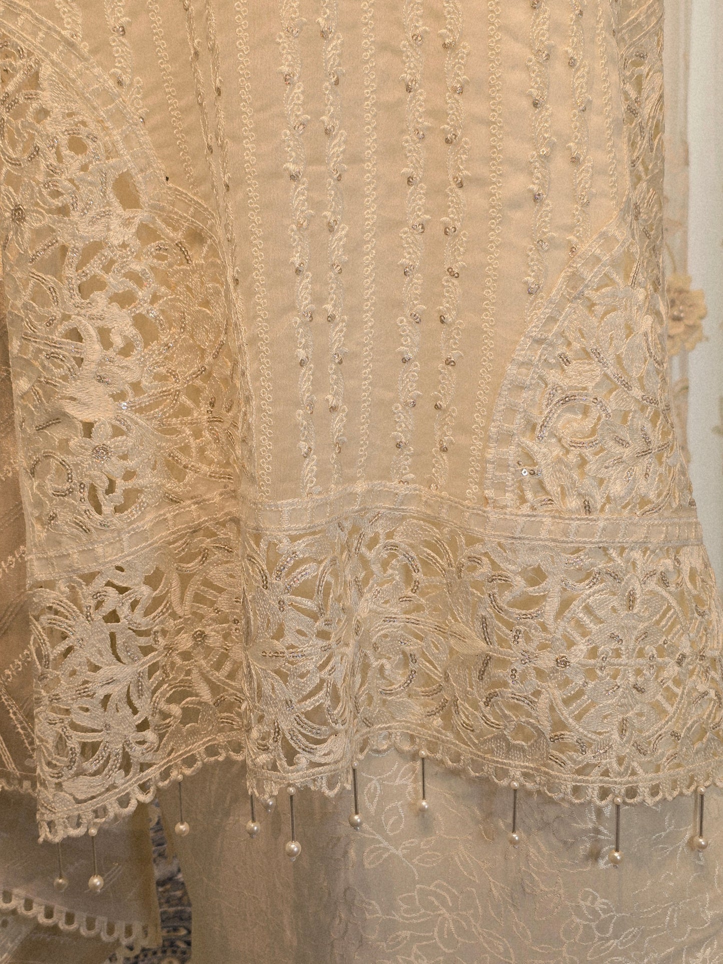 Ivory Muse – A Cream Luxury Suit with Cutwork Unstitched