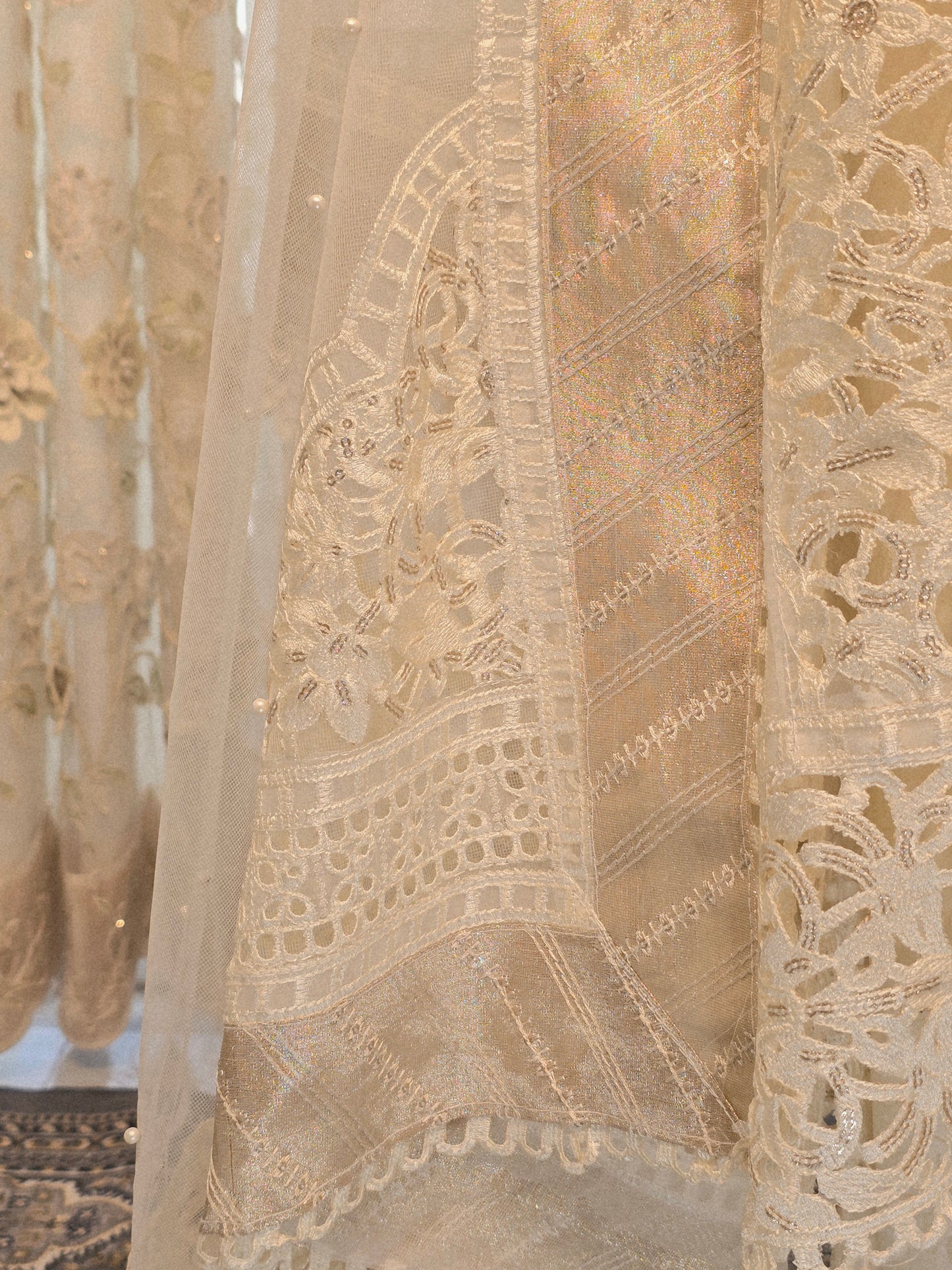 Ivory Muse – A Cream Luxury Suit with Cutwork Unstitched