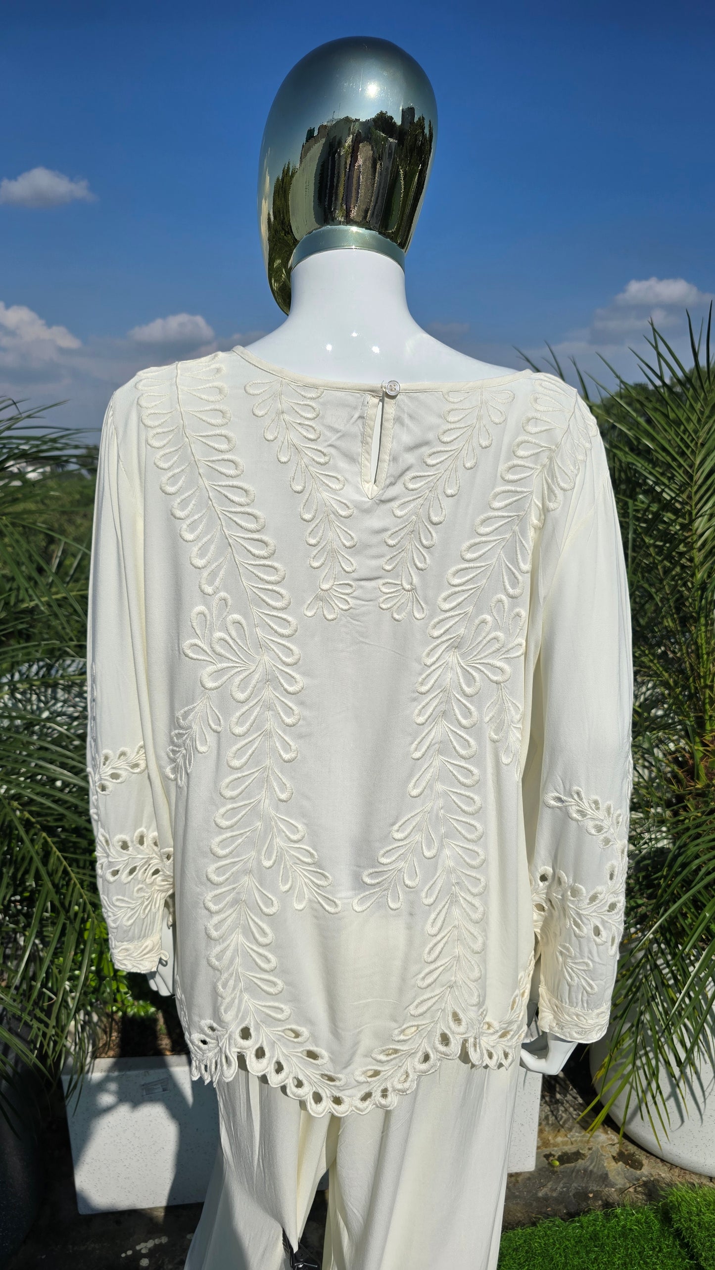 Ivory Organic Cotton Cord Set with Broderie Anglaise