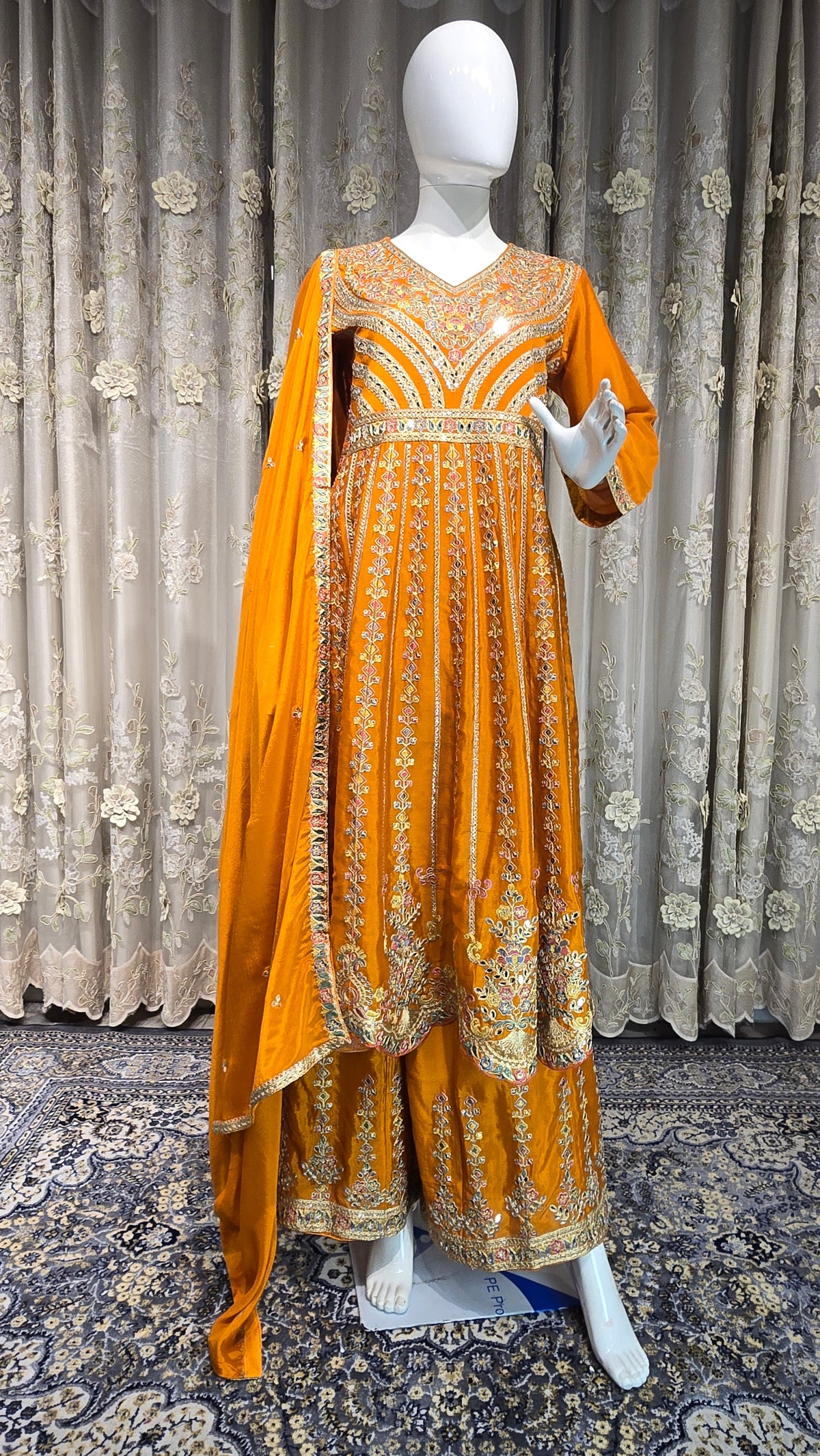 Short Anarkali Set Haldi Orange