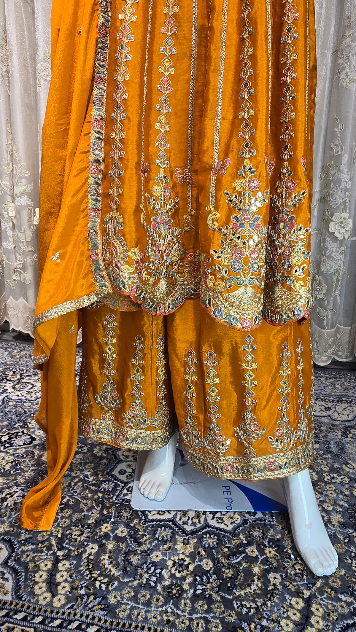 Short Anarkali Set Haldi Orange