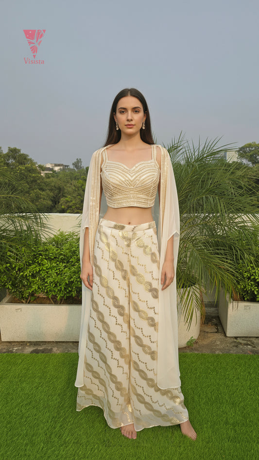 Cream and Gold Regal Cape Set