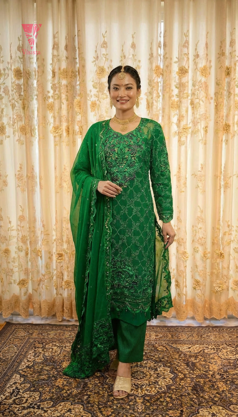 Emerald Enchantment-A Designer Unstitched Suit