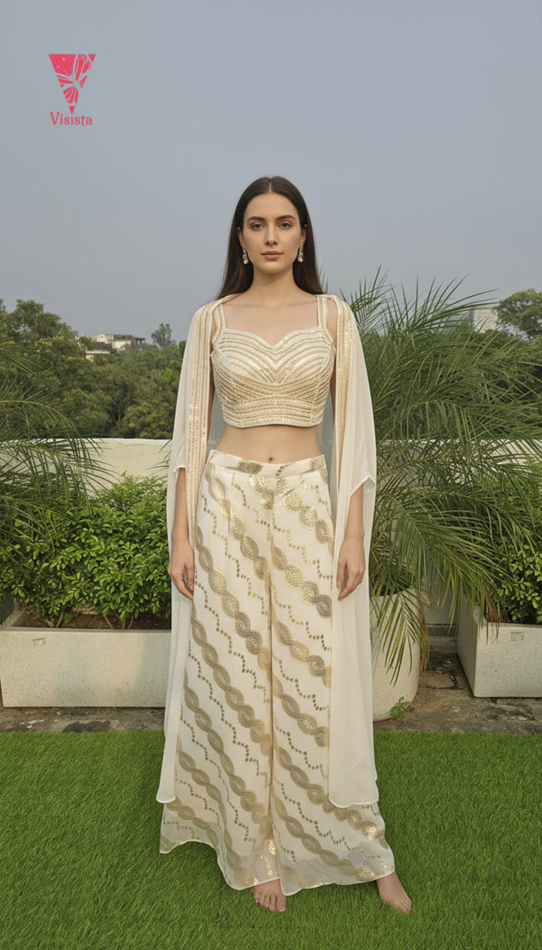 Cream and Gold Regal Cape Set