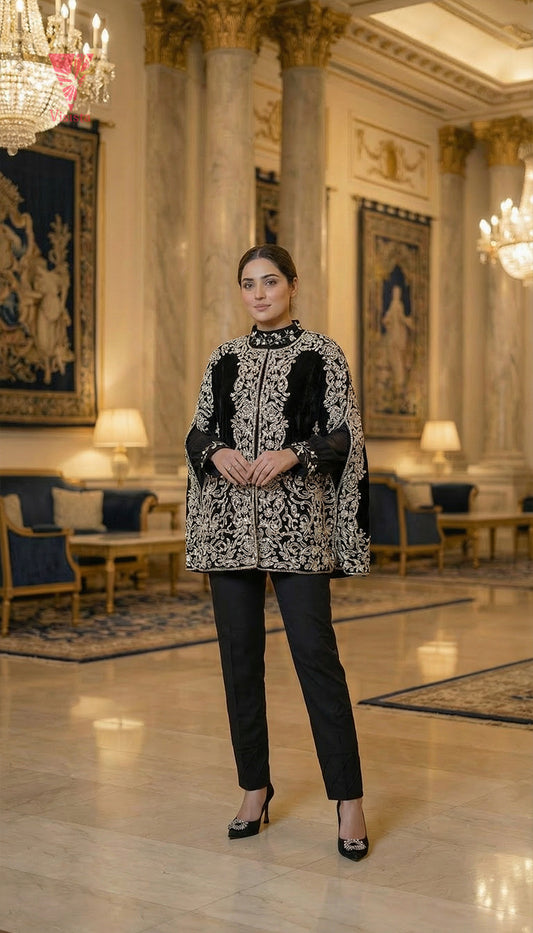 Designer Hand Embellished Cape Blazer for Women